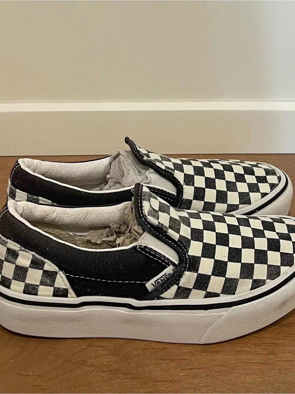 Vans Kids Checkerboard Slip-On Sneakers - Black & White
